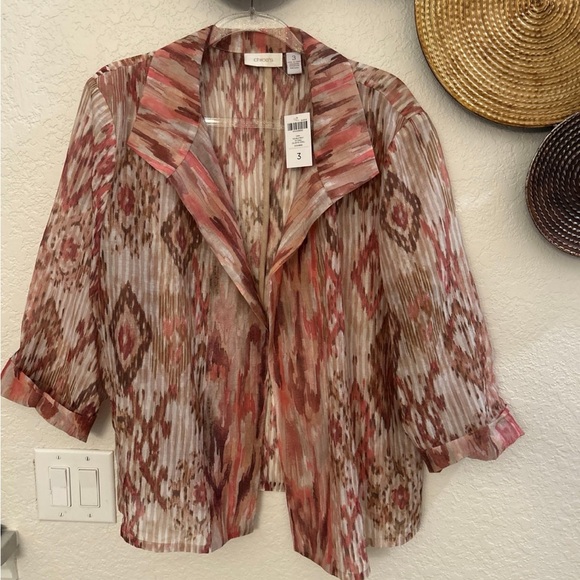 Chico's Pink and Brown Sheer Blouse - Picture 1 of 5